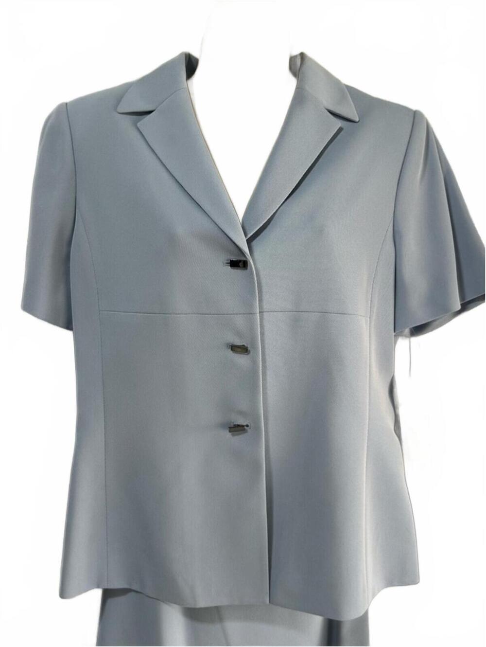 Kasper ASL Short Sleeve Blazer & Skirt Set in Periwinkle Blue Size 10 NEW w/Tags